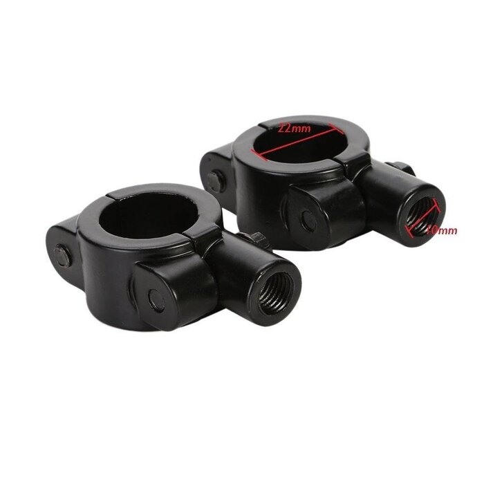 MXS Works Spiegelhalterung (22mm) UNIVERSAL Lenkerhalterung Lenker halter Aluminum (Schwarz)