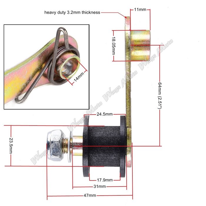 MXS Works Kettenrollenführung -Spannung für 110cc 125cc 140cc PIT BIKE PRO Quad ATV Dirt Bike