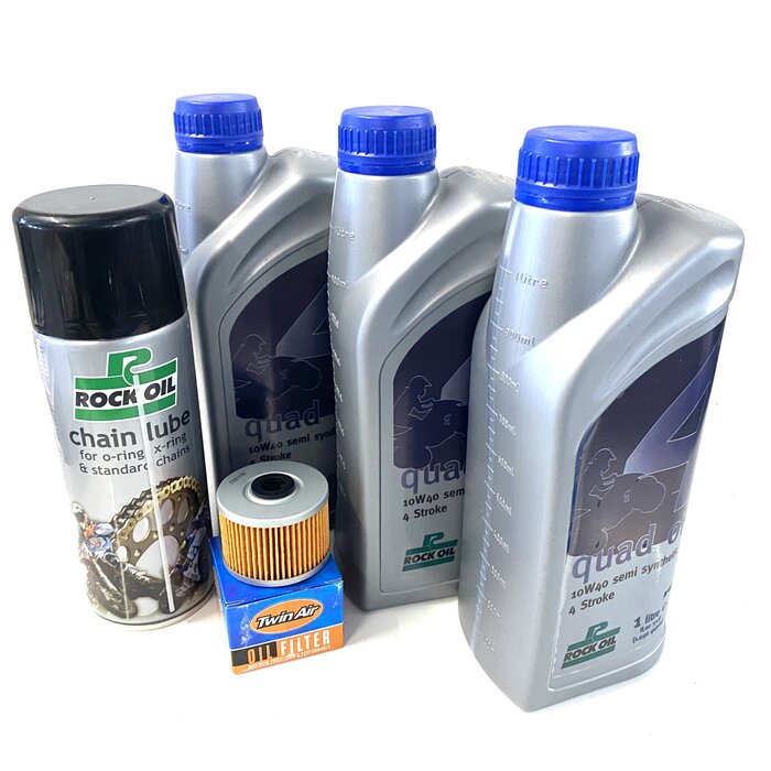 Rock Oil Ölwechselset Quad Adly Hurricane 450 / 500 Service 3 x Liter Öl + Filter + Kettenspray