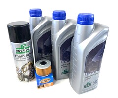 Rock Oil Ölwechselset Quad Dinli 450 S / R Service 3 x Liter Öl + Filter + Kettenspray