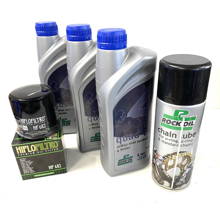Rock Oil Ölwechselset Quad Access AMS 450 Goes 450 SP Service 3 x Liter Öl + Filter + Kettenspray