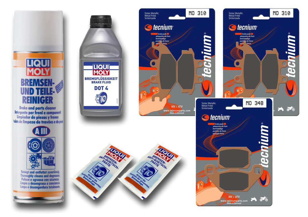 Liqui Moly Bremsen Set für Adly Hurricane 450 / 500 Quad Beläge Flüssigkeit vorne hinten DOT4