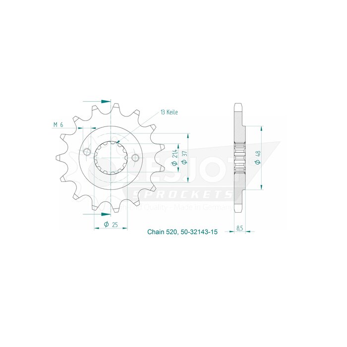 esjot Ritzel 50-32143-15 für Subaru Motor Dinli 450 / Adly 500 / SMC Canyon 500