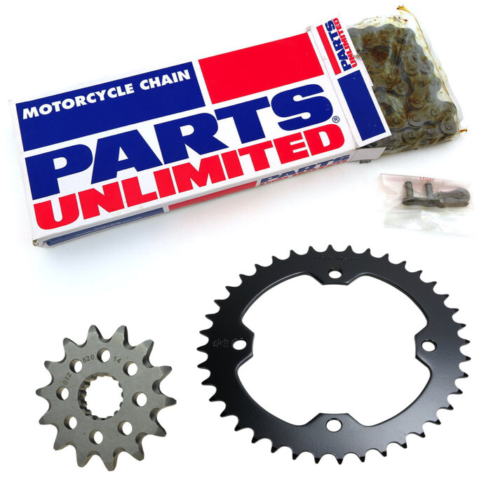 Parts Unlimted Antriebssatz Set Kette + Ritzel + Kettenrad für Dinli Special 450