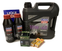 Liqui Moly Großes Wartungsset 4 Liter 10W-40 + Ölfilter HF152 + Zündkerzen + Getriebeöl für CFMoto Cforce 850 - 1000