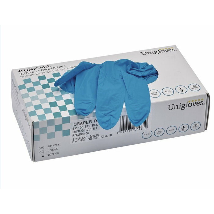 Draper Werkstatt Einweg Mehrzweckhandschuhe Nitrile blau 100 Stück Pack