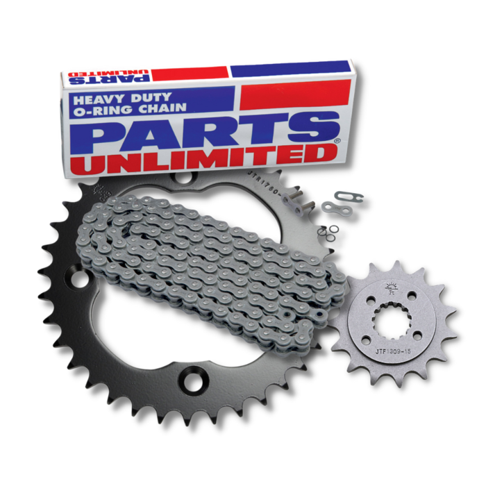 Parts Unlimted Antriebssatz Set O-Ring Kette + Ritzel + Kettenrad für Yamaha YFM700R