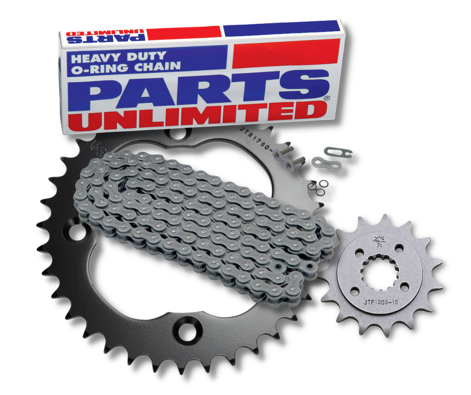 Parts Unlimted Antriebssatz Set O-Ring Kette + Ritzel + Kettenrad für Yamaha YFM700R