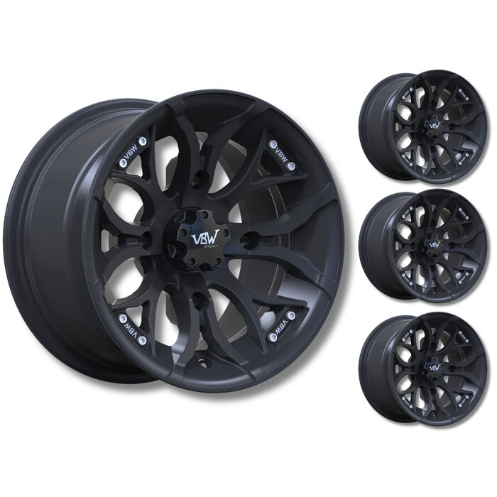 VBW - tires A2 ATV 12" Alufelgen Satz schwarz matt black 12x7 & 12x8