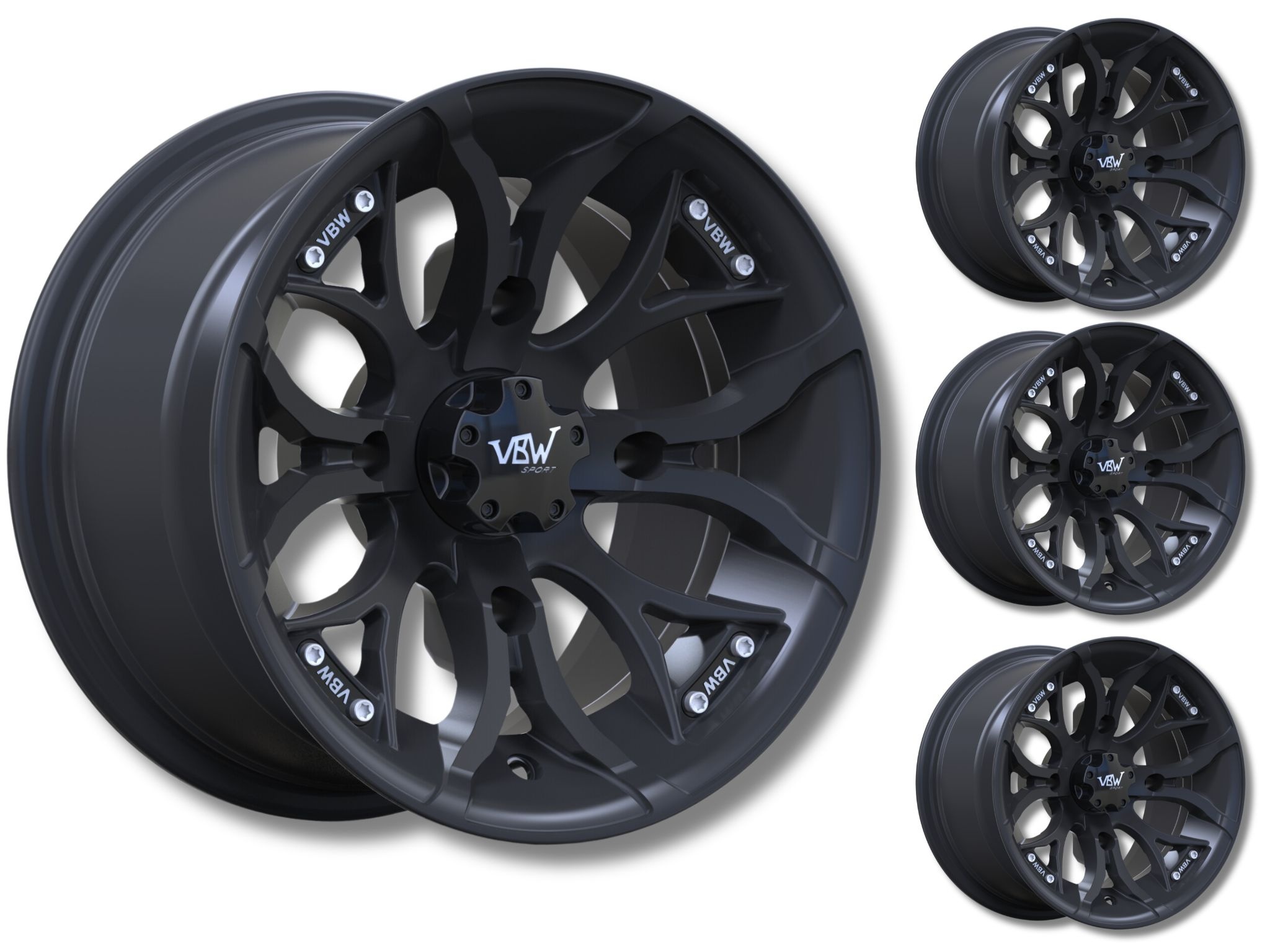 VBW - tires A2 ATV 12" Alufelgen Satz schwarz matt black 12x7 & 12x8