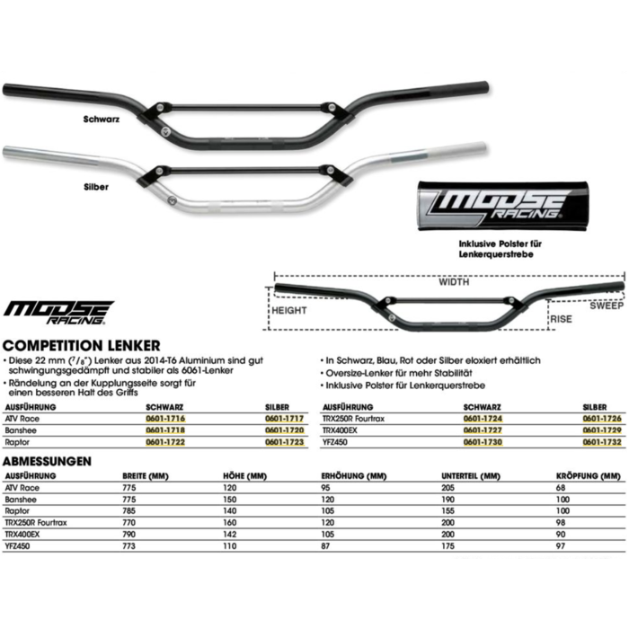 Moose Racing Competition Handlebar Quad Lenker