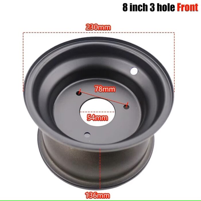 MXS Works Mini Quad 125 cc Felge vorne 8x5" (Stahl schwarz 3Loch) (S-10/S-12/S-14)