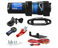 Husar Winch Seilwinde BST S 3500 LBS mit Synthetikseil inkl. Montageset inkl. Fernbedienung