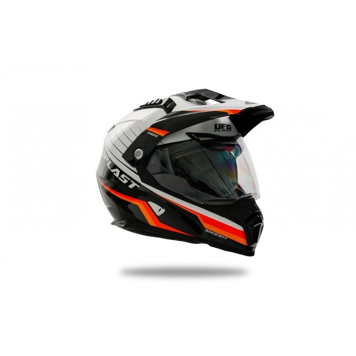 UFO Quad ATV Helm Aries schwarz weiss orange rot
