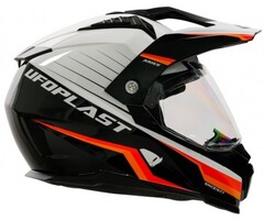 UFO Quad ATV Helm Aries schwarz weiss orange rot