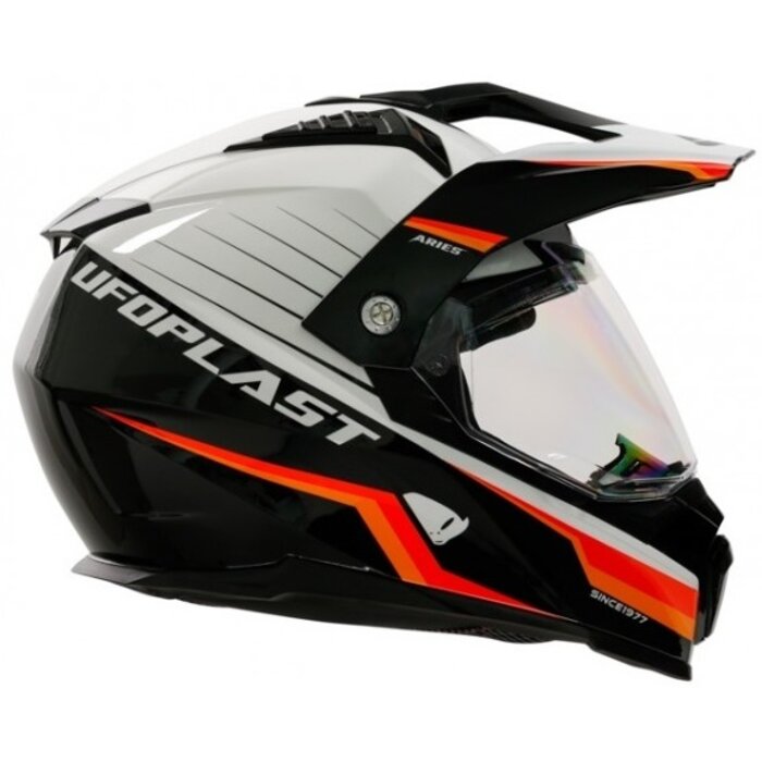 UFO Quad ATV Helm Aries schwarz weiss orange rot