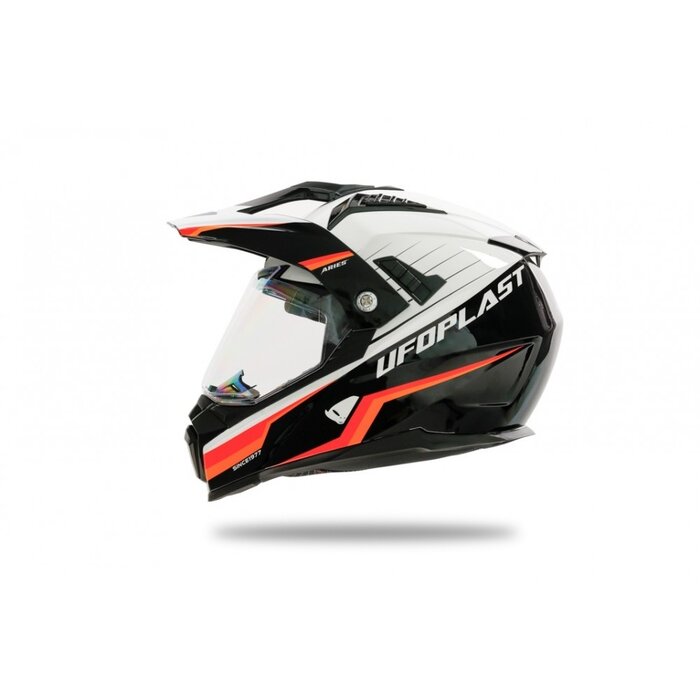 UFO Quad ATV Helm Aries schwarz weiss orange rot