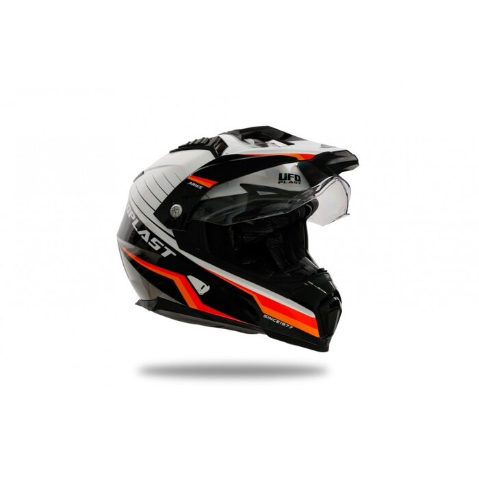 UFO Quad ATV Helm Aries schwarz weiss orange rot