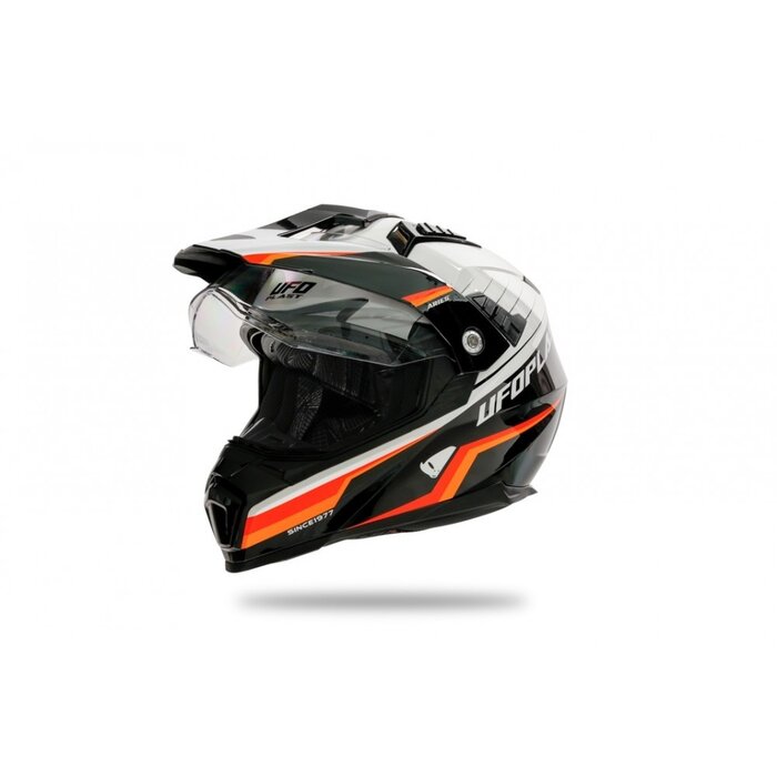 UFO Quad ATV Helm Aries schwarz weiss orange rot