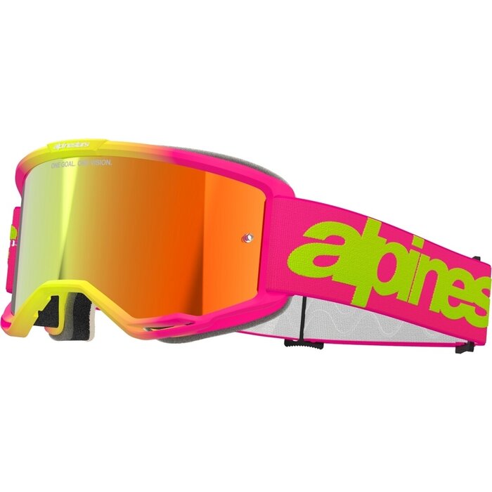 Alpinestars Vision 5 Wordmark - MX Motocross Brille pink gelb