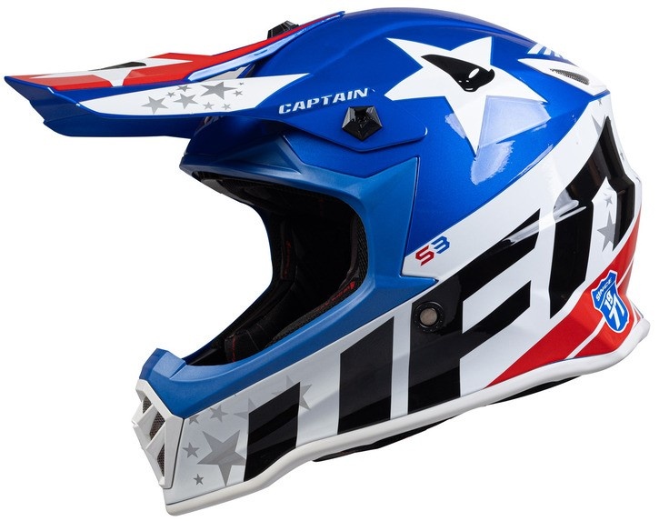 UFO Kinder Helm Captain weiss blau rot