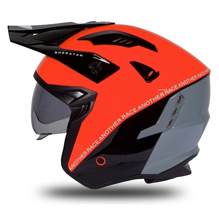 UFO Jet Roller ATV Helm Sheratan - Rot - Schwarz - Grau glänzend