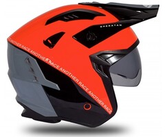 UFO Jet Roller ATV Helm Sheratan - Rot - Schwarz - Grau glänzend