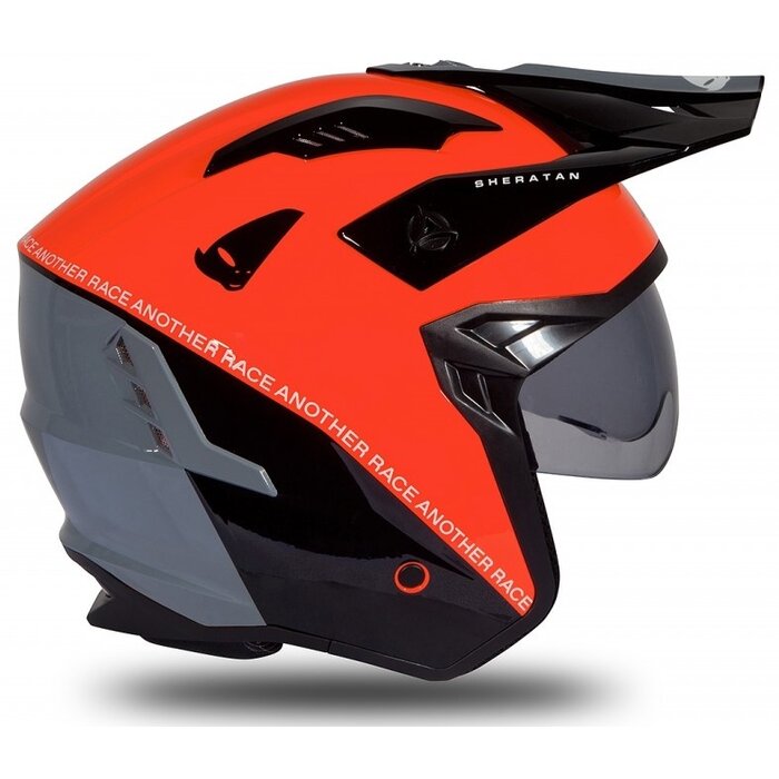 UFO Jet Roller ATV Helm Sheratan - Rot - Schwarz - Grau glänzend