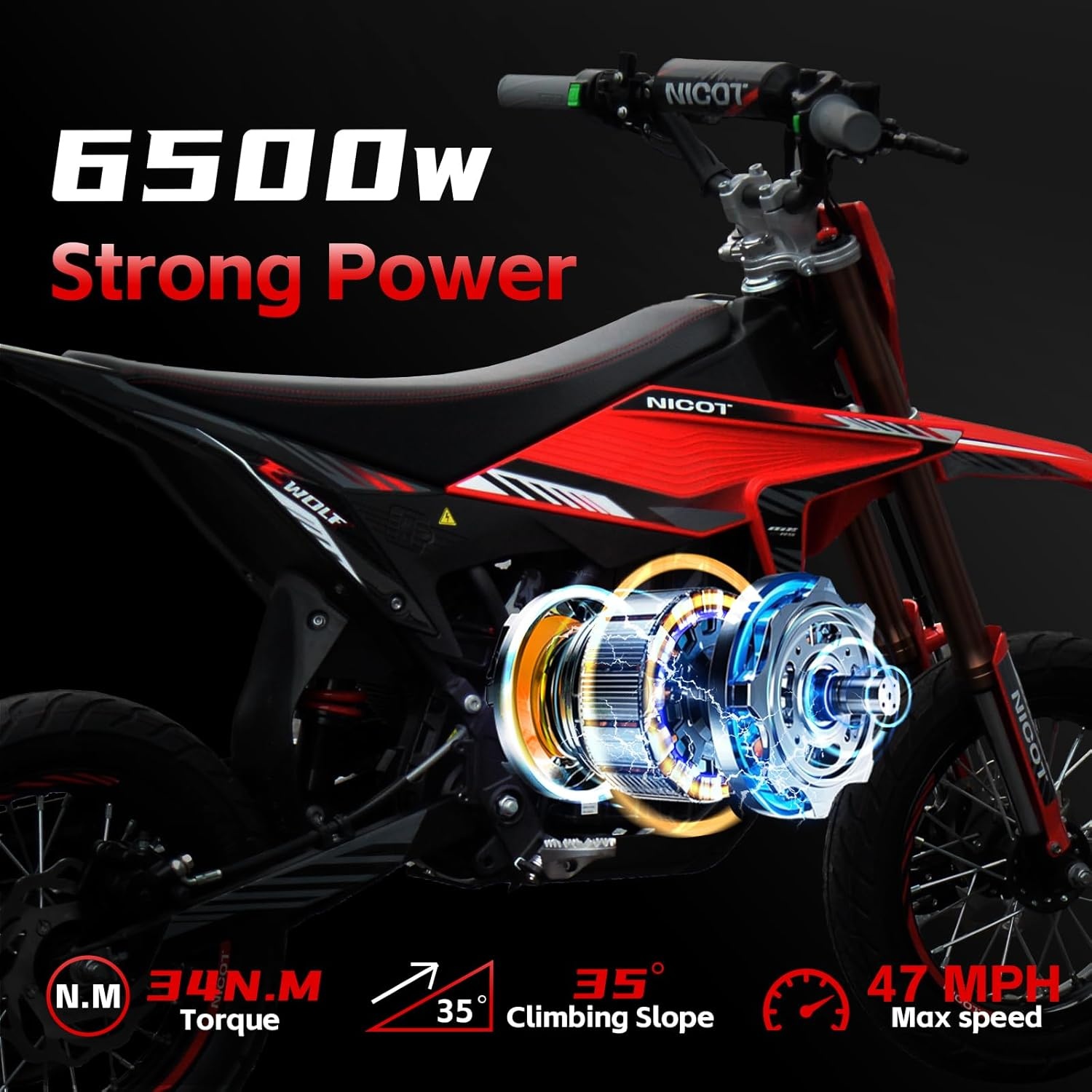 Nicot Elektro Dirtbike E-Wolf EVO 12"/12" 3000 W