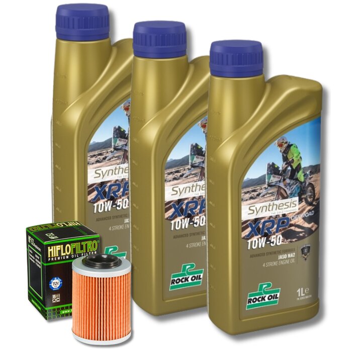 Rock Oil Ölwechselset - Wartungsset 3 Liter 10W-50 + Ölfilter HF152 / QJMOTO SFA 600 1000