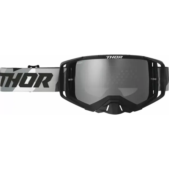 Thor MX Brille Activate Goggles schwarz grau weiss / Lens Iridium verspiegelt