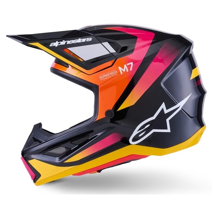 Alpinestars S-M7 Motocross Helm Rise Schwarz  pink gelb