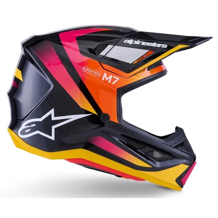 Alpinestars S-M7 Motocross Helm Rise Schwarz  pink gelb