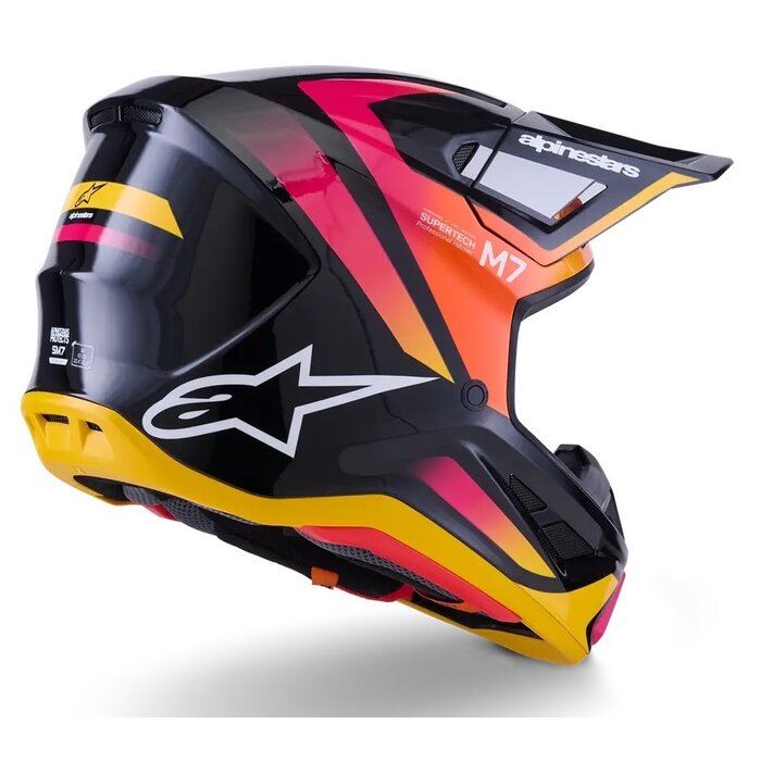 Alpinestars S-M7 Motocross Helm Rise Schwarz  pink gelb