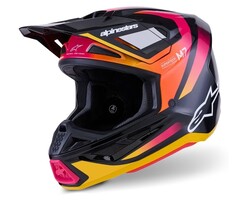 Alpinestars S-M7 Motocross Helm Rise Schwarz  pink gelb