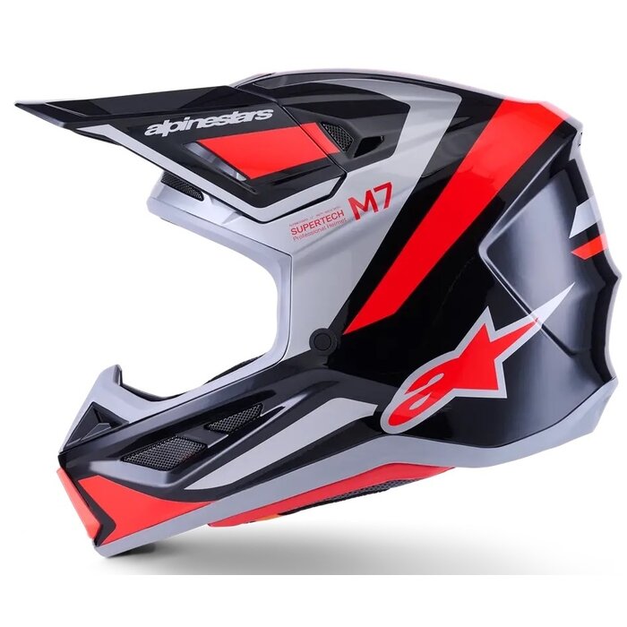 Alpinestars S-M7 Motocross Helm Rise schwarz rot silber