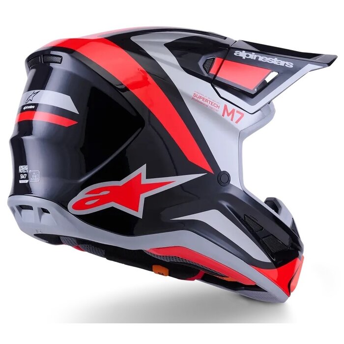 Alpinestars S-M7 Motocross Helm Rise schwarz rot silber