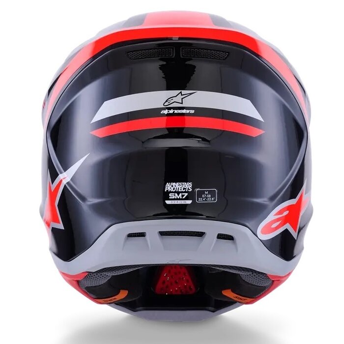 Alpinestars S-M7 Motocross Helm Rise schwarz rot silber