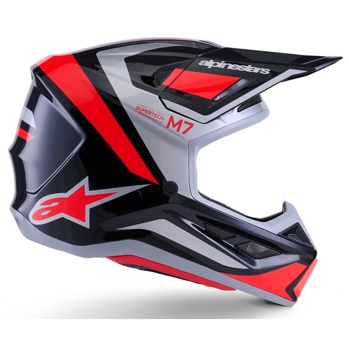 Alpinestars S-M7 Motocross Helm Rise schwarz rot silber