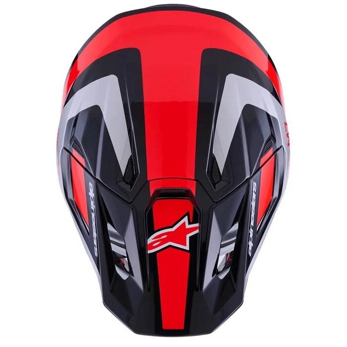 Alpinestars S-M7 Motocross Helm Rise schwarz rot silber