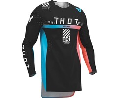 Thor Sportmode Synth Jersey für Jugendliche - Schwarz, Weiß, Türkis, Koralle