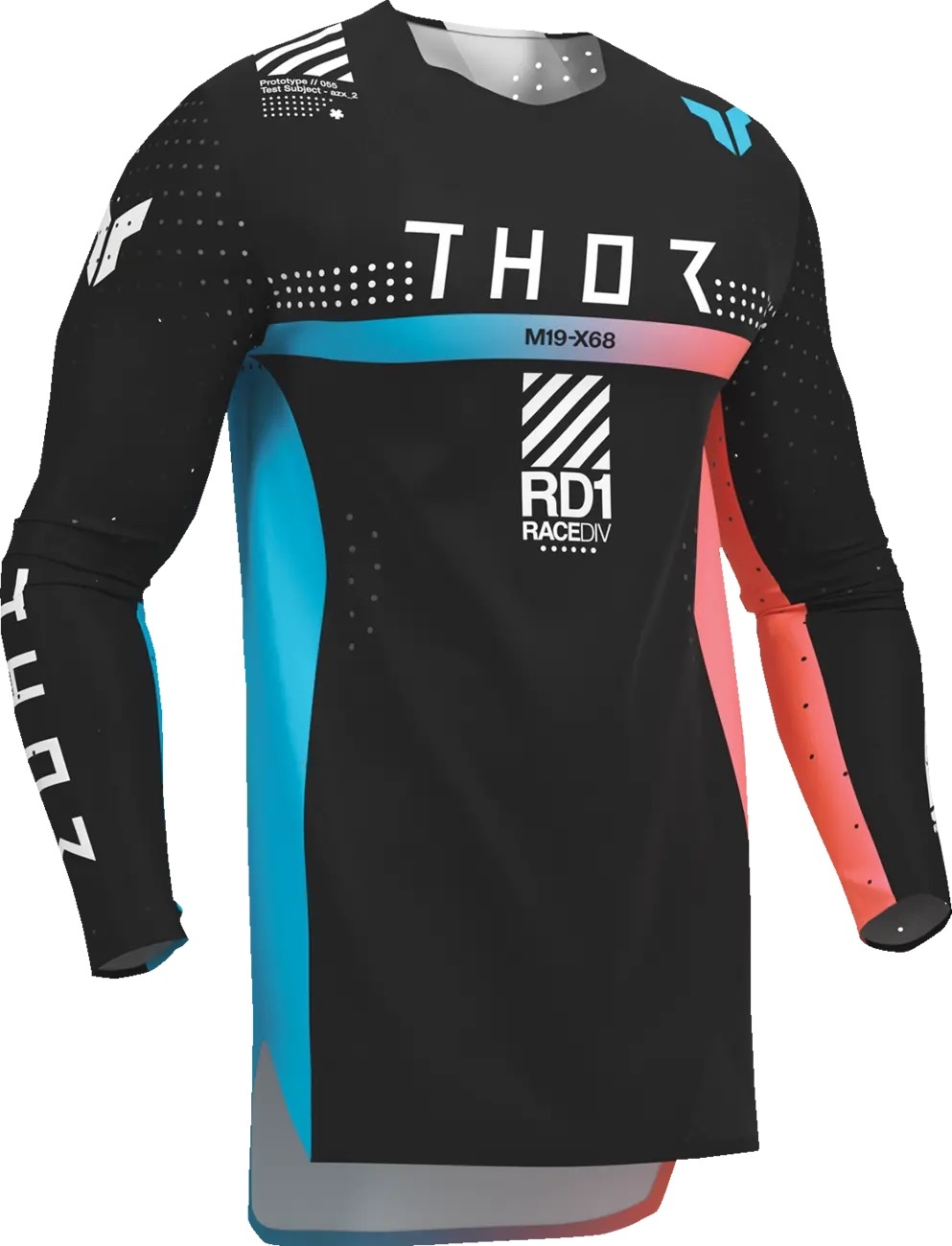 Thor Sportmode Synth Jersey für Jugendliche - Schwarz, Weiß, Türkis, Koralle