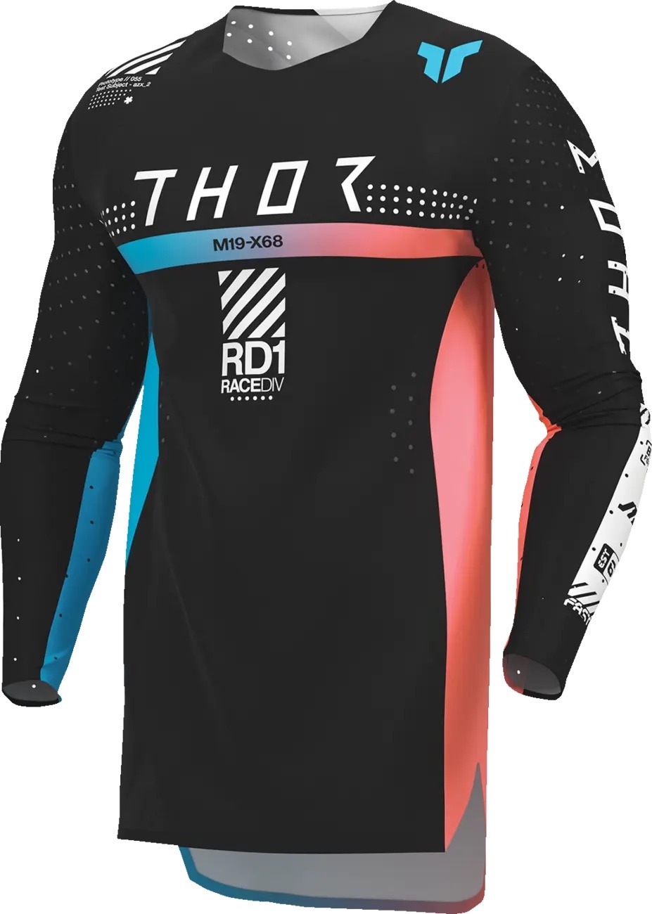 Thor Sportmode Synth Jersey für Jugendliche - Schwarz, Weiß, Türkis, Koralle