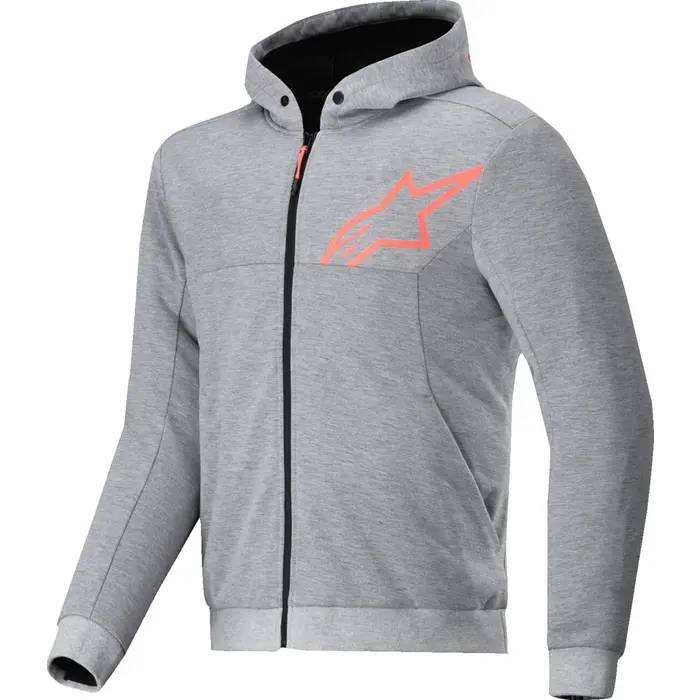 Alpinestars Chrome v2 Sport Jacke Hoodie Grau meliert, Fluo rot