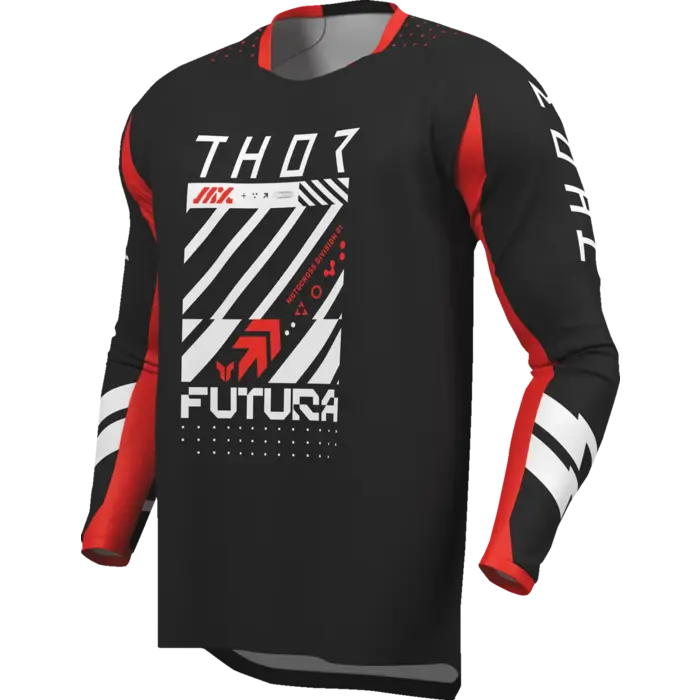 Thor Launchmode Futura Jersey für Jugendliche - Weiß, Rot, Hellgrau, Schwarz