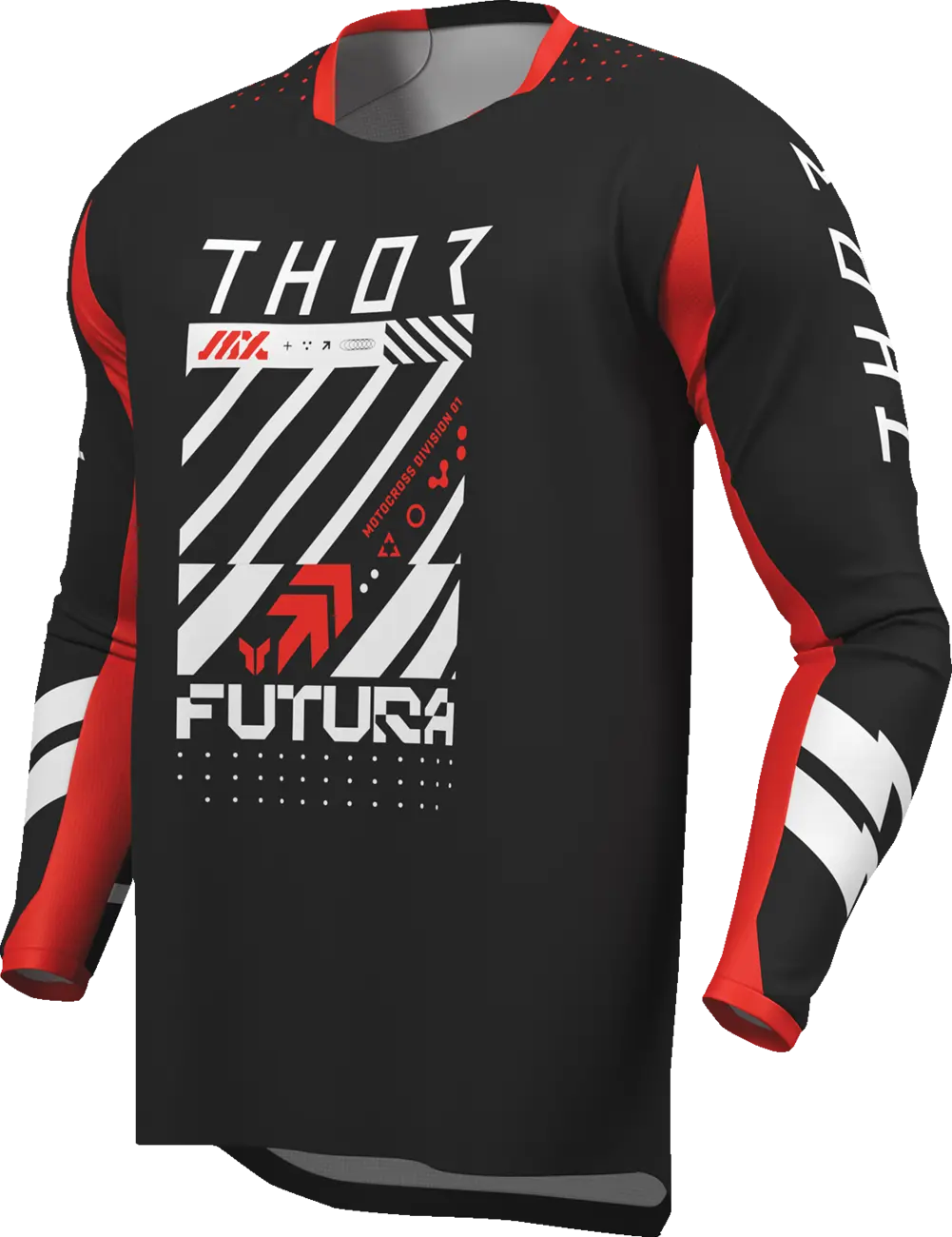 Thor Launchmode Futura Jersey für Jugendliche - Weiß, Rot, Hellgrau, Schwarz