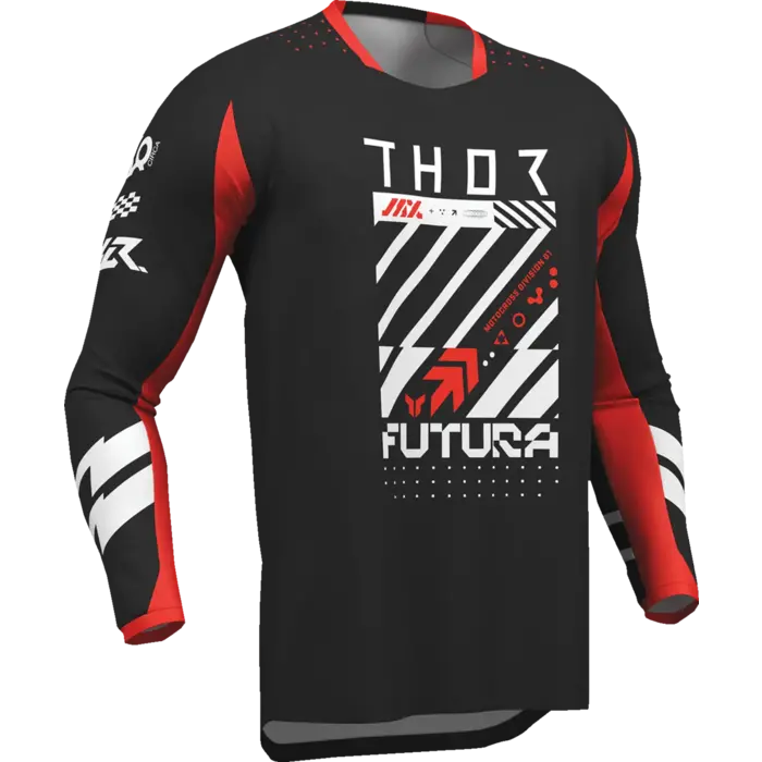 Thor Launchmode Futura Jersey für Jugendliche - Weiß, Rot, Hellgrau, Schwarz
