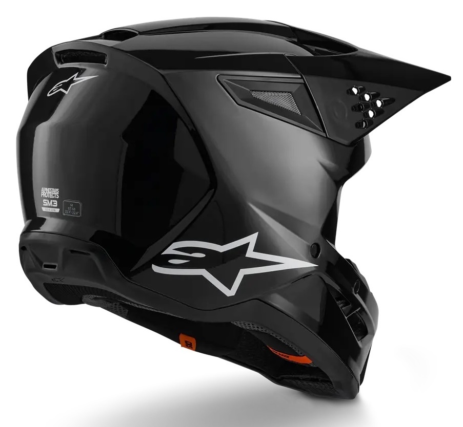 Alpinestars SM3 Motocross Helm Solid schwarz glänzend