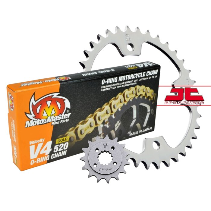 Parts Unlimted Antriebssatz Set Kette + Ritzel + Kettenrad für Dinli Special 450