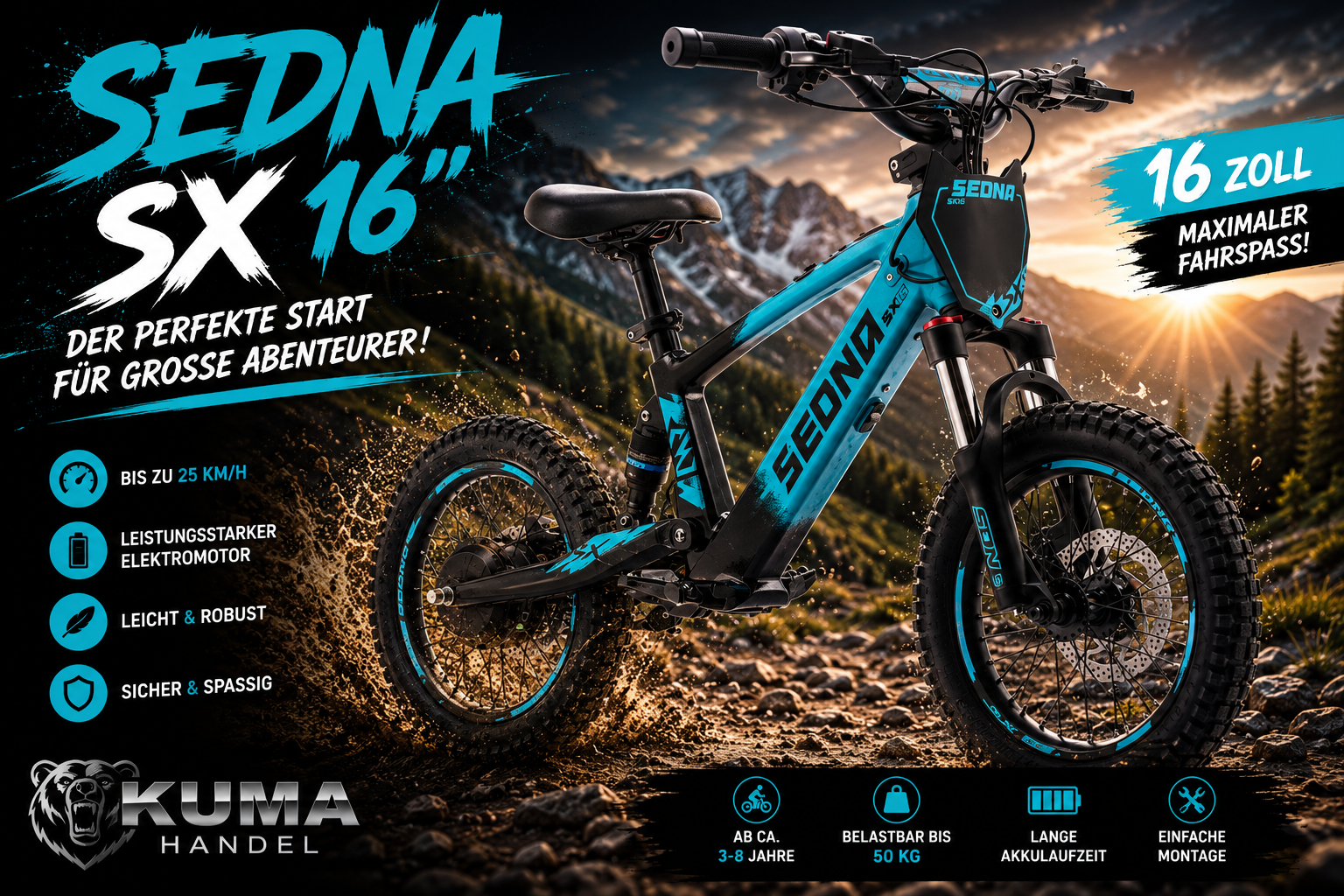 Apollino Elektro Kinderbike Sedna SX 16" - Laufrad
